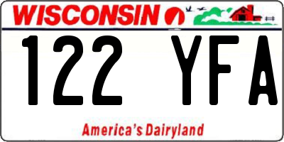 WI license plate 122YFA