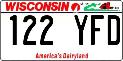 WI license plate 122YFD
