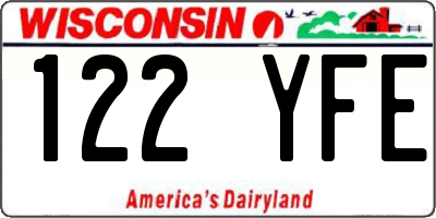 WI license plate 122YFE
