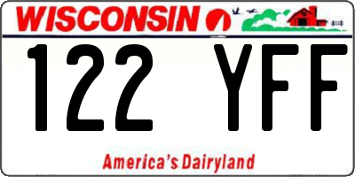 WI license plate 122YFF
