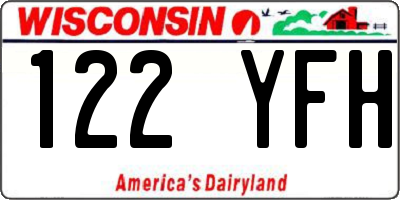 WI license plate 122YFH