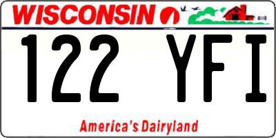 WI license plate 122YFI