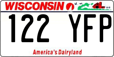 WI license plate 122YFP