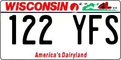 WI license plate 122YFS