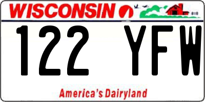 WI license plate 122YFW