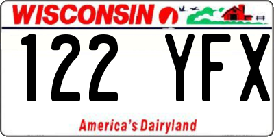 WI license plate 122YFX