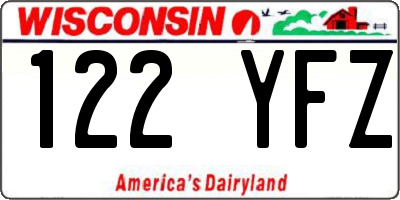 WI license plate 122YFZ