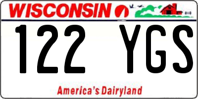 WI license plate 122YGS