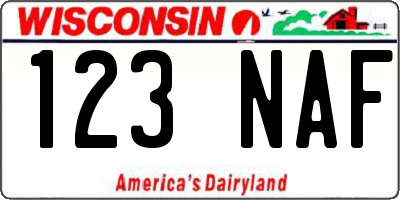 WI license plate 123NAF