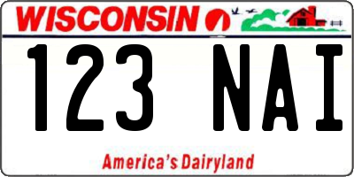 WI license plate 123NAI