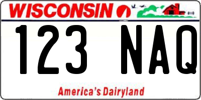 WI license plate 123NAQ