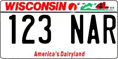 WI license plate 123NAR