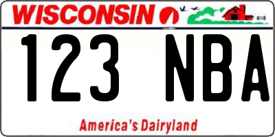 WI license plate 123NBA