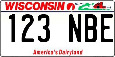 WI license plate 123NBE