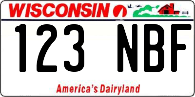 WI license plate 123NBF