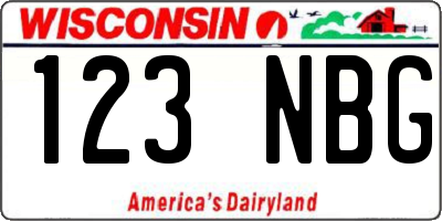 WI license plate 123NBG