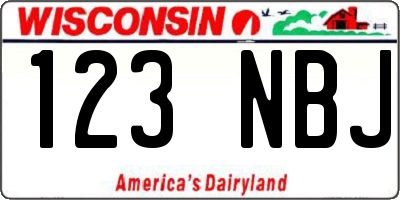 WI license plate 123NBJ