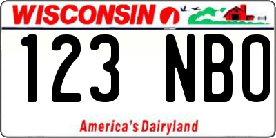 WI license plate 123NBO