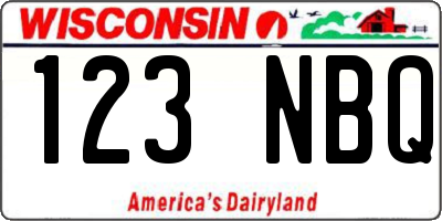 WI license plate 123NBQ