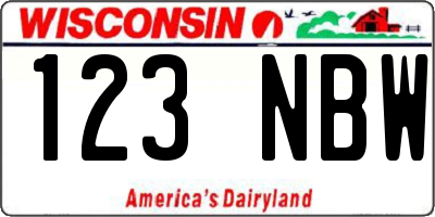 WI license plate 123NBW