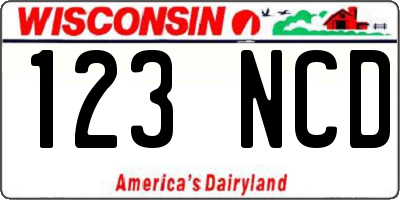 WI license plate 123NCD