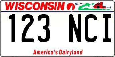WI license plate 123NCI