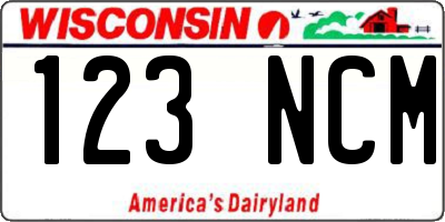 WI license plate 123NCM