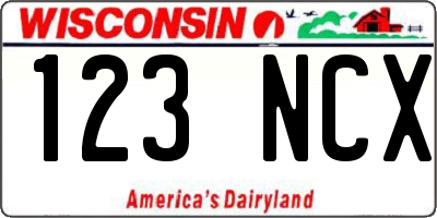 WI license plate 123NCX