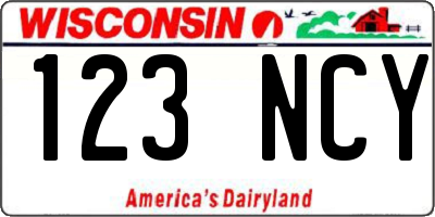 WI license plate 123NCY