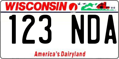 WI license plate 123NDA