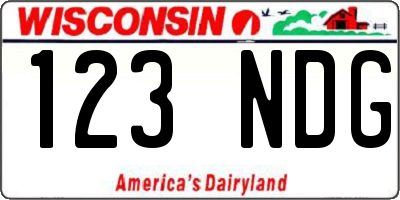 WI license plate 123NDG