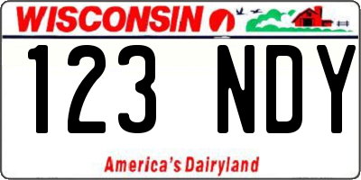 WI license plate 123NDY