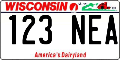 WI license plate 123NEA