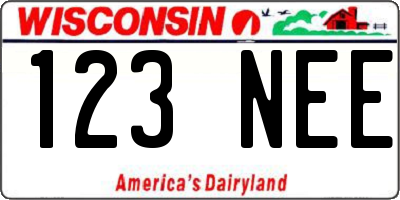 WI license plate 123NEE