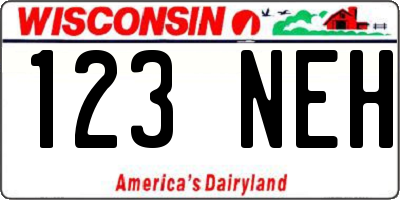 WI license plate 123NEH