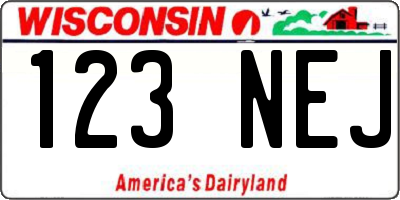 WI license plate 123NEJ