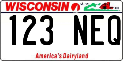 WI license plate 123NEQ