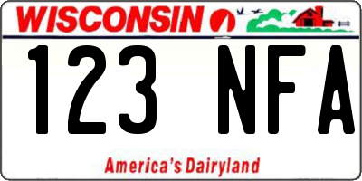 WI license plate 123NFA