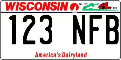 WI license plate 123NFB