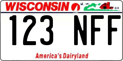 WI license plate 123NFF