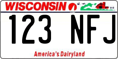 WI license plate 123NFJ