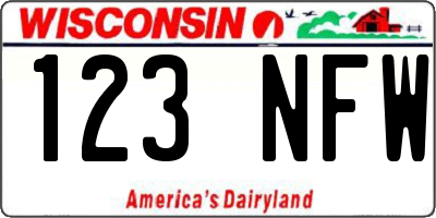 WI license plate 123NFW