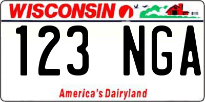 WI license plate 123NGA