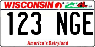 WI license plate 123NGE