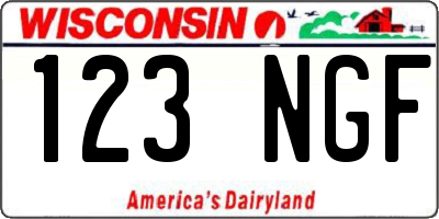 WI license plate 123NGF