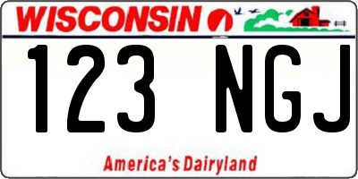 WI license plate 123NGJ