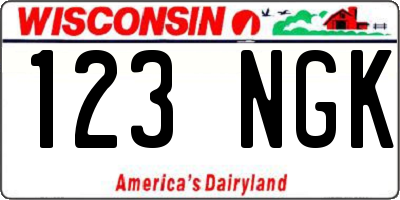 WI license plate 123NGK