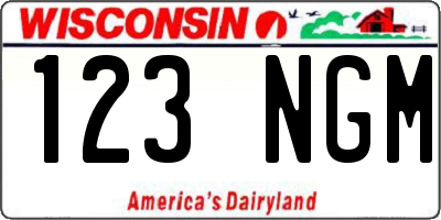 WI license plate 123NGM