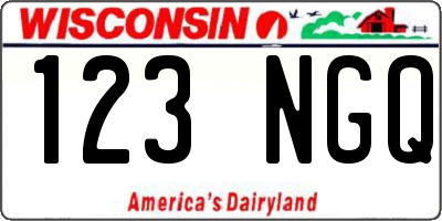 WI license plate 123NGQ