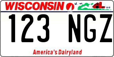 WI license plate 123NGZ